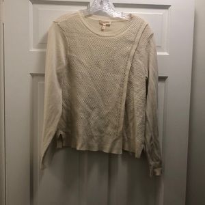 Rebecca Taylor. Cream cardigan. Wrap front. Waffle. Wool.